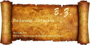 Belovay Zotmund névjegykártya